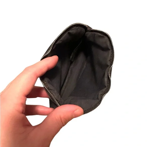 HERMES BLACK CANVAS AND BROWN LEATHER CLUTCH POUCH - Picture 6 of 7